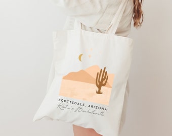 Custom Boho Desert Canvas Tote| Personalized Bridesmaid,Custom Tote Bag, Bachelorette Tote,Custom Wedding Tote,Wedding Favors, Welcome Totes