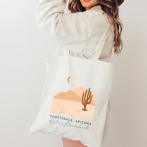 Custom Boho Desert Canvas Tote| Personalized Bridesmaid,Custom Tote Bag, Bachelorette Tote,Custom Wedding Tote,Wedding Favors, Welcome Totes