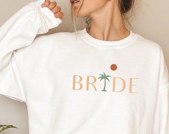 Boho Bride Palm Tree Sweatshirt| Boho Bachelorette, Summer Bachelorette, Bride Sweatshirt, Bridal Shower Gift, Beach Bride, Boho Bride Gift