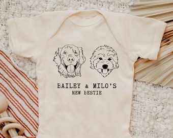 Custom Dog Bestie Baby Onesie®| Baby Shower Gift, Newborn Gift, Personalized Onesie, Dog Best Friend Gifts, Mom To Be Gift, New Baby Gift