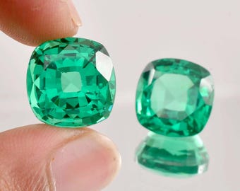 1 paar natuurlijke onberispelijke groene Colombiaanse smaragd kussengeslepen losse edelsteen GIT-gecertificeerd-AAA+ topkwaliteit smaragd-ring en edelstenen voor het maken van sieraden