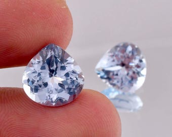 1 Pair Natural Flawless Blueish AQUAMARINE Heart Cut Loose Gemstone Certified-AAA+ Top Quality Aquamarine-Ring & Jewelry Making Gemstone