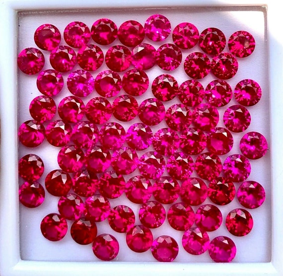 50 Pcs Natural Flawless Mogok Red Ruby Round Loose Gemstone Certified-Wholesale Loose Gem-AAA+ Top Quality Ruby-Ring & Jewelry Making Gems