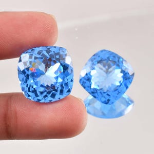 1 Pair Natural Flawless Blueish AQUAMARINE Cushion Cut Loose Gemstone Certified-AAA+ Top Quality Aquamarine-Ring & Jewelry Making Gemstone