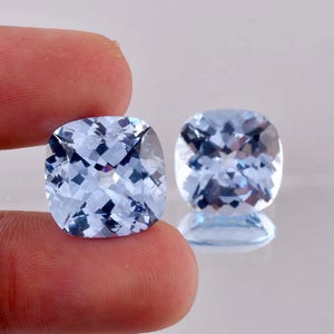 1 Pair Natural Flawless Blueish AQUAMARINE Cushion Cut Loose Gemstone Certified-AAA+ Top Quality Aquamarine-Ring & Jewelry Making Gemstone
