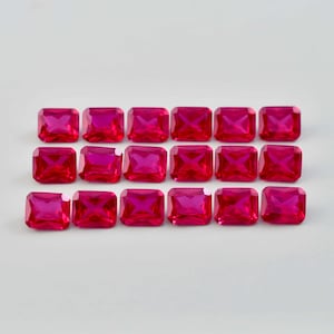 10 Pcs Natural Flawless Mogok Red Ruby Emerald Cut Loose Gemstone Certified-Wholesale Loose Gem-AAA+ Top Quality Ruby-Ring & Jewelry Making