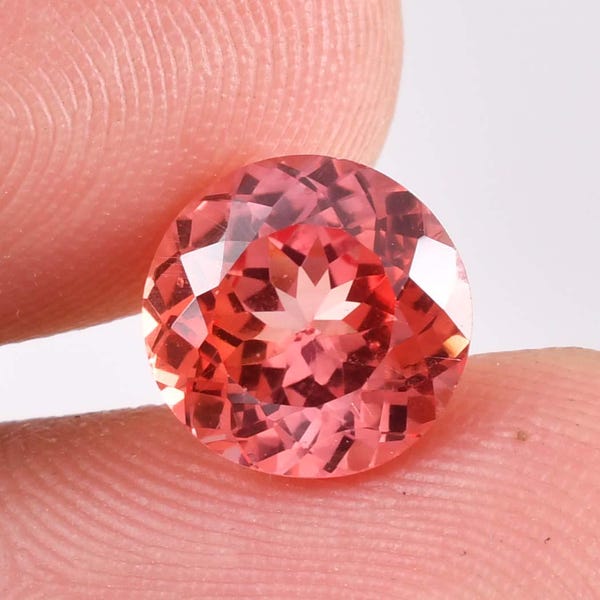 3.65 Ct Natural Ceylon Padparadscha Sapphire Round Cut Loose Gemstone GIT Certified 9x9 MM-AAA+ Top Quality Gem-Ring & Jewelry Making Gems