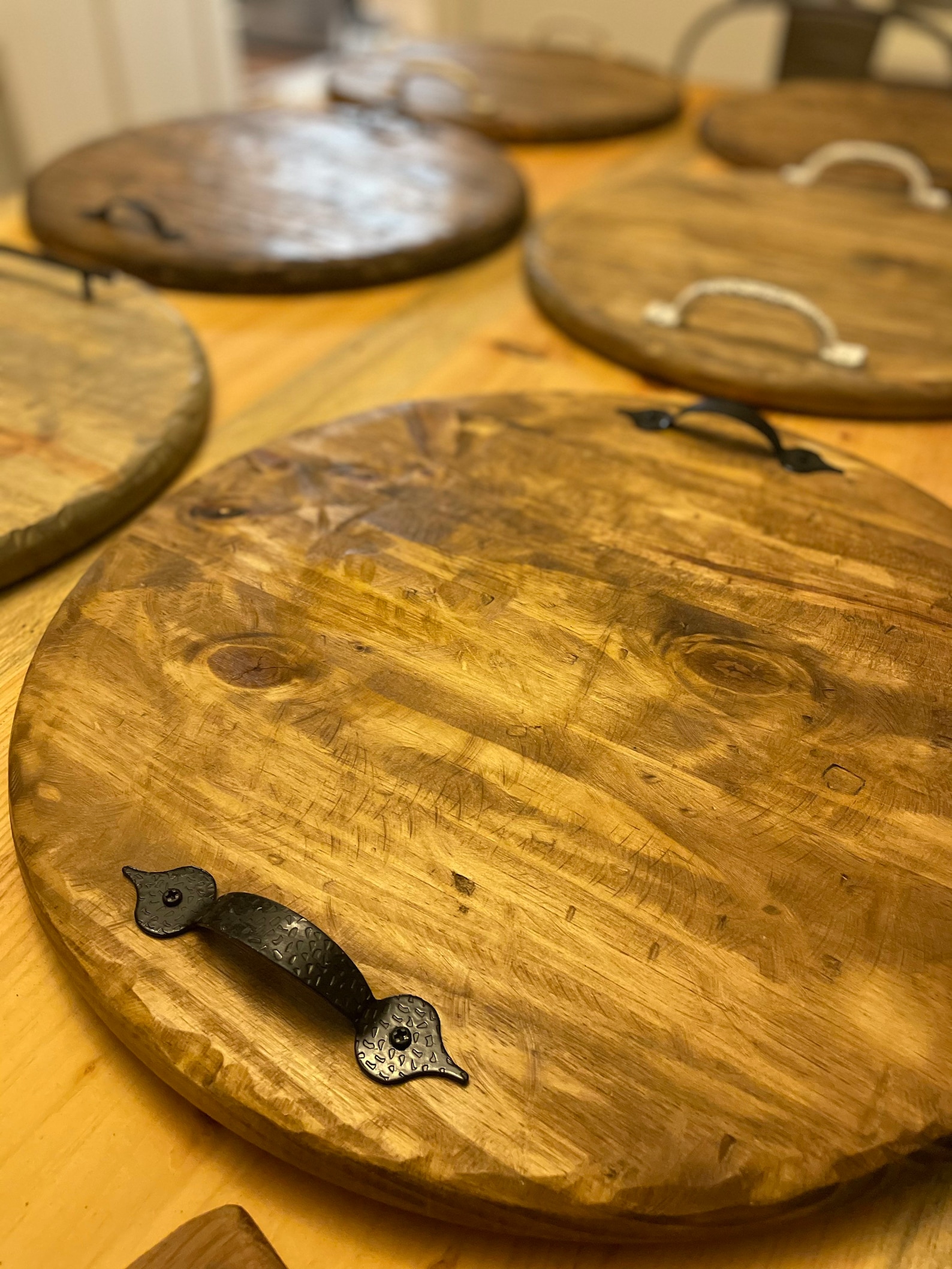 Round Charcuterie Board With Handles Etsy