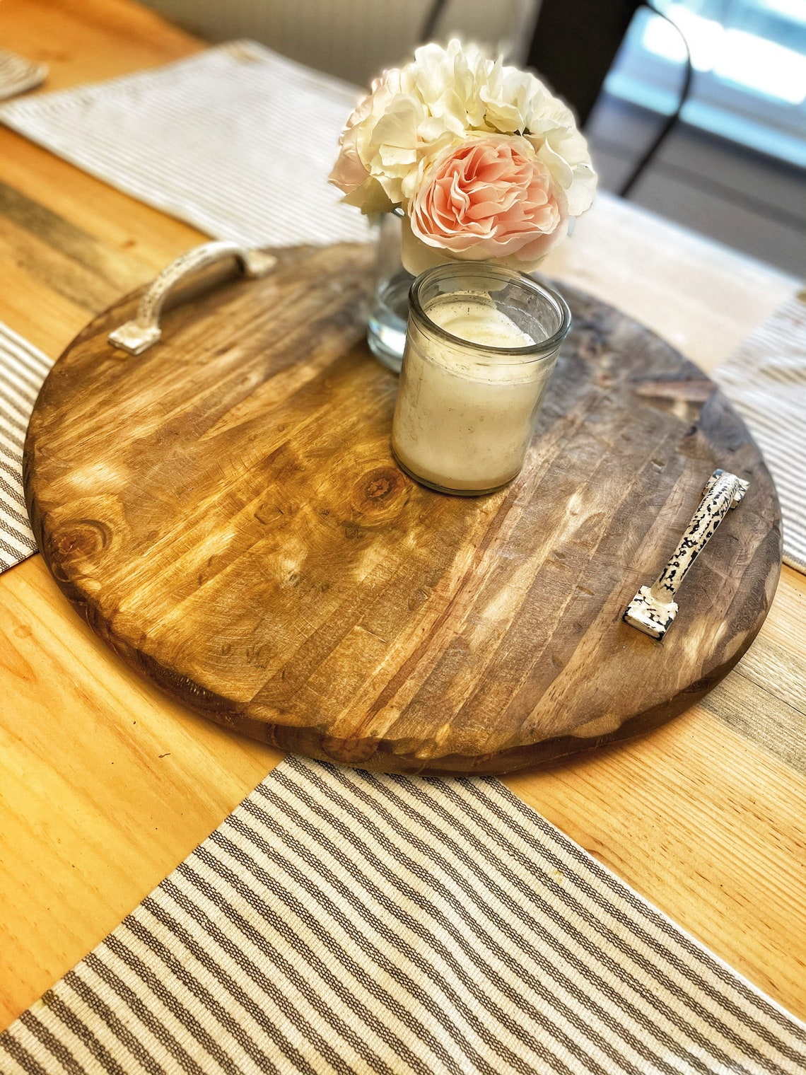 Round Charcuterie Board With Handles | Etsy