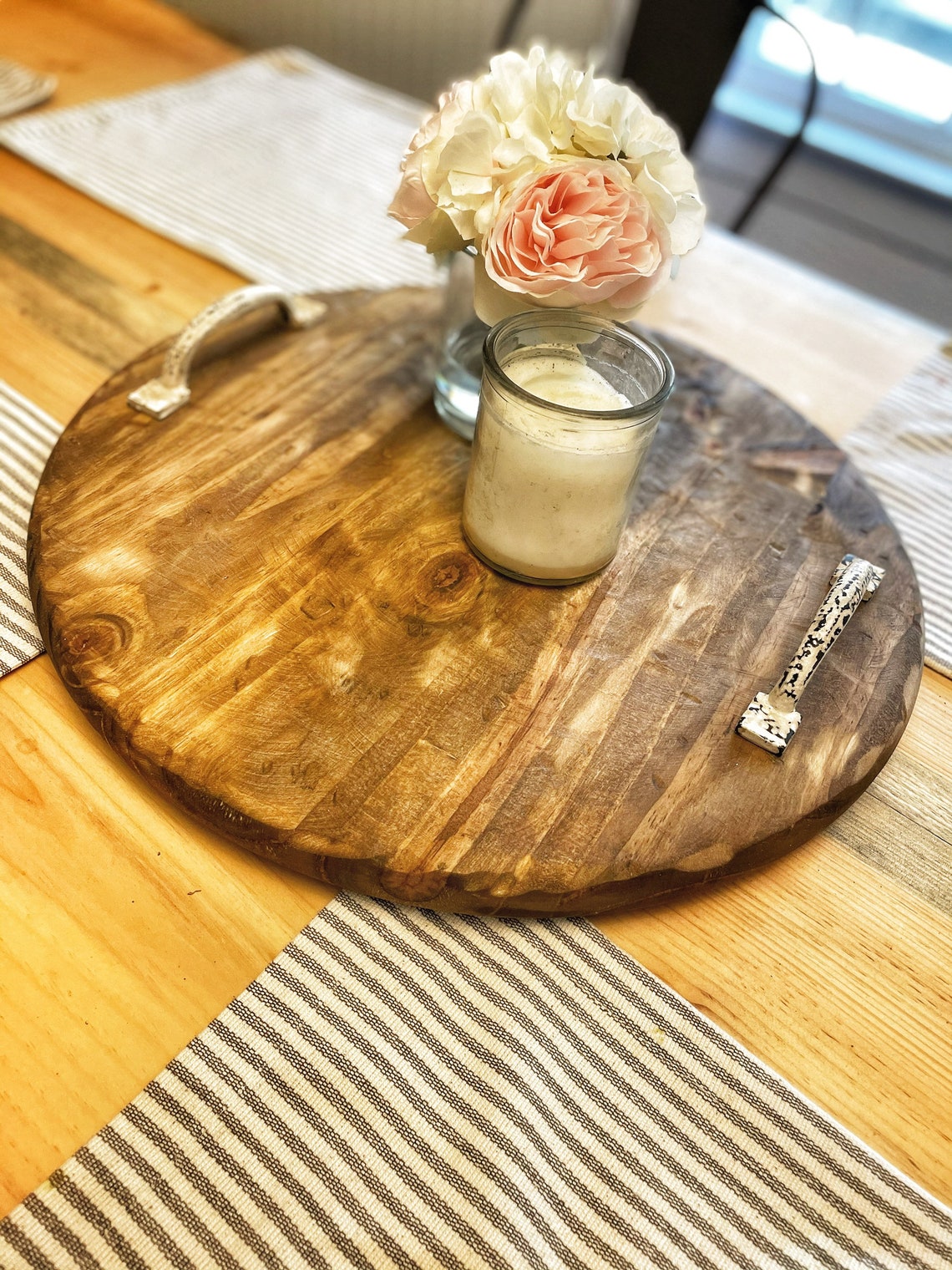 Round Charcuterie Board With Handles Etsy