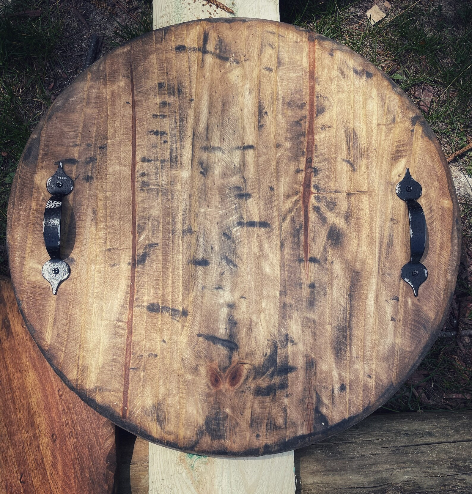 Round Charcuterie Board With Handles Etsy