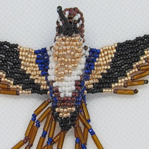 Miniature Beaded Hummingbird Ornament - Bronze, Gold, Blue