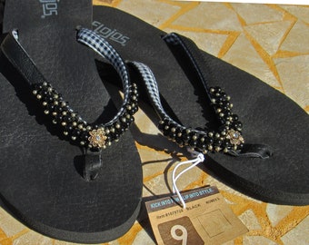 Beaded Flip Flops - Etsy Australia
