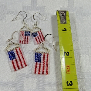 Earrings - American Flag - 2 sizes - Choose from Silver or Gold Tone - Ear Wire