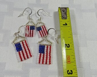 Earrings - American Flag - 2 sizes - Choose from Silver or Gold Tone - Ear Wire