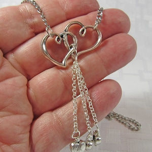 Necklace - Floating Heart With Heart Dangles