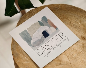 Editable Easter Church Invite Card Canva Template | 4 inch x 4 inch Double Sided (Digital Download)