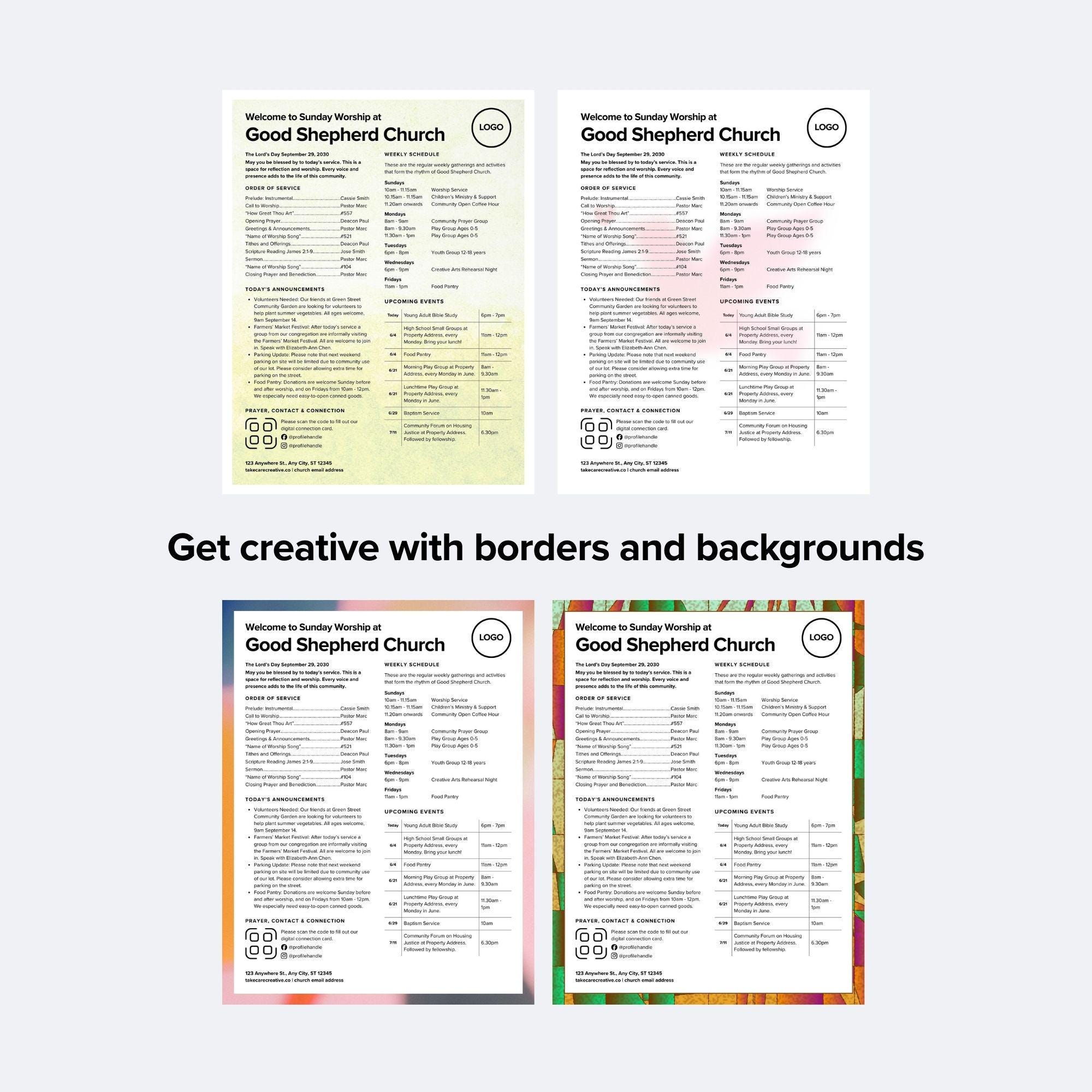 Bulletin Newsletter Examples Modern Church Newsletter Bulletin Template: Minimalist Order of Service ...