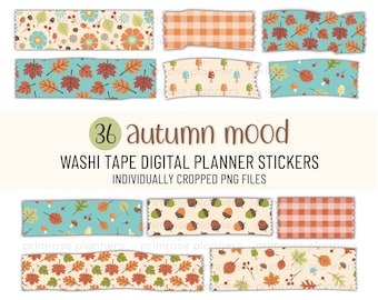 NEUTRAL AUTUMN Plaid Digital Washi Tape Stickers Washi Tape for Goodnotes,  Notability Fall Washi Tape for Digital Planners Clipart 