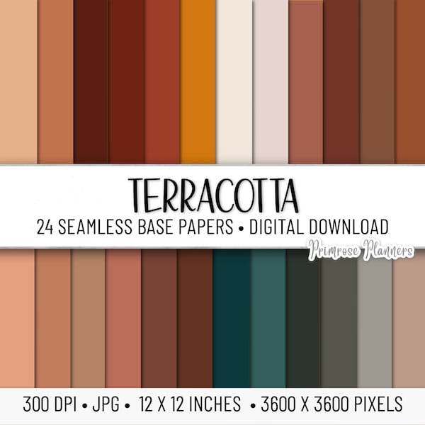 TERRACOTTA Solid Digital Paper Pack | Solid Background | Base Digital Paper | Instant Download for Commercial Use | Monochrome