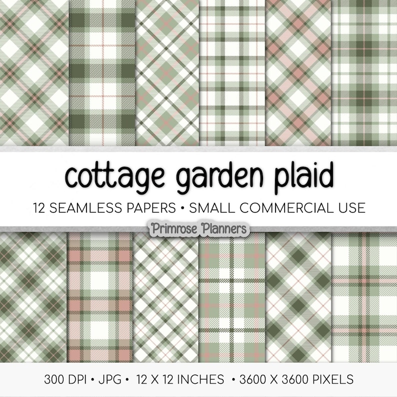 Seamless Cottage Garden Plaid Digital Paper, Pastel Spring Tartan ...