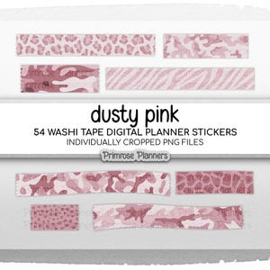 Digital Washi Tape Stickers, Dusty Pink Camo, Animal Print, GoodNotes
