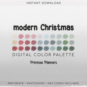 Modern Christmas Digital Color Palette - Color Chart | Goodnotes Tool | Procreate | Digital Download | Holiday Color Palette | HEX Codes