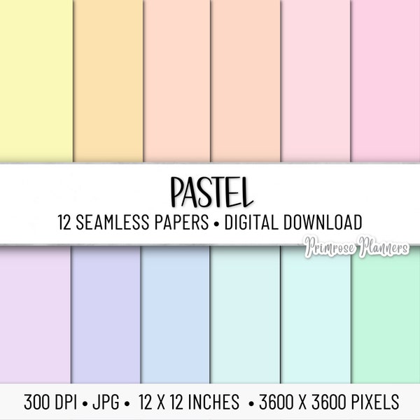 Pastel Solid Digital Paper Pack | Digital Solid Paper | Solid Digital Paper | Base Paper | Instant Download for Commercial Use