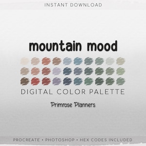 Mountain Mood Digital Color Palette - Color Chart | Goodnotes Tool | iPad Procreate | Digital Download | Forest Color Palette | HEX Codes