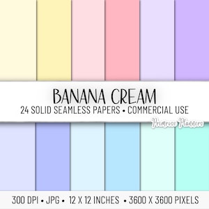BANANA CREAM Gelb Pastell Solid Digital Paper Pack | Solide Hintergrund Basis Digitales Papier | Sofortiger Download für kommerzielle Nutzung | Einfarbig