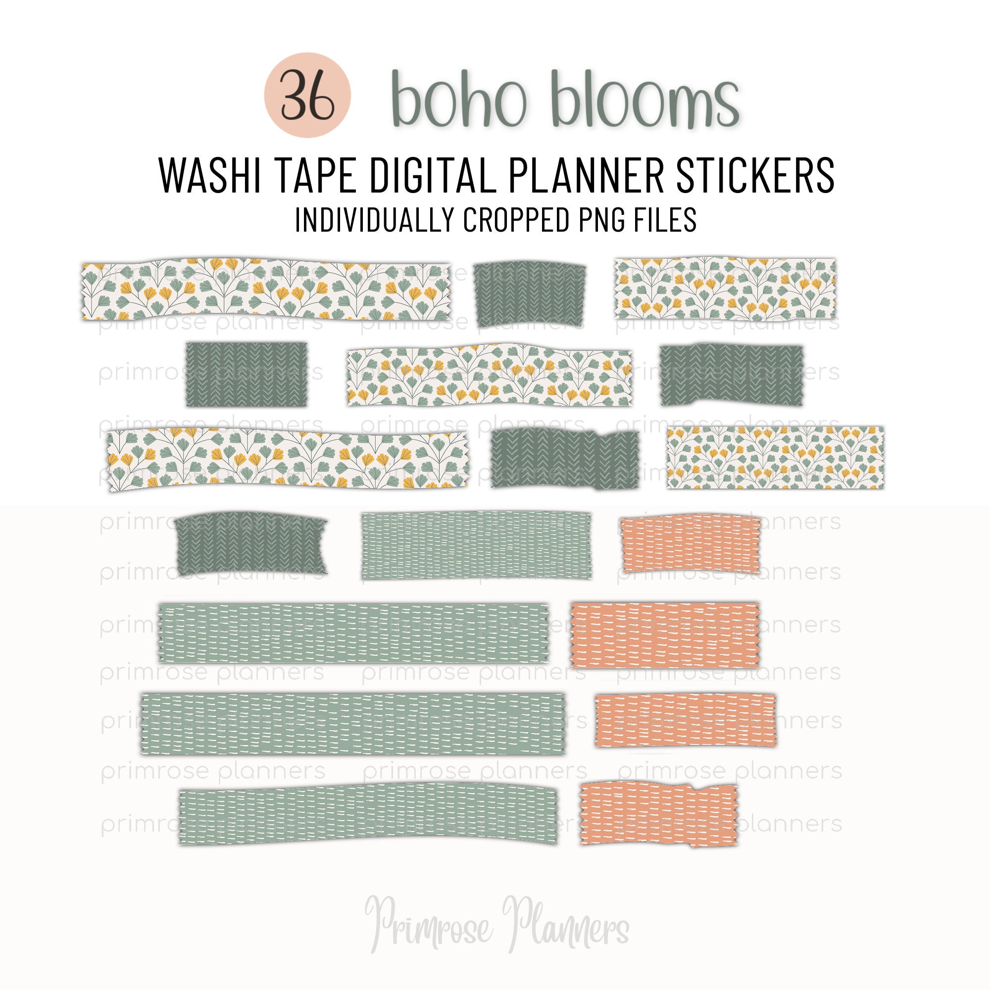 Boho Digital Washi Tape Stickers Boho Washi Tape for Goodnotes, Notability Boho  Washi Tape for Digital Planners Washi Tape Clipart 