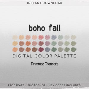 Boho Fall Digital Color Palette - Color Chart | Goodnotes Tool | iPad Procreate | Digital Download | Neutral Color Palette | Boho