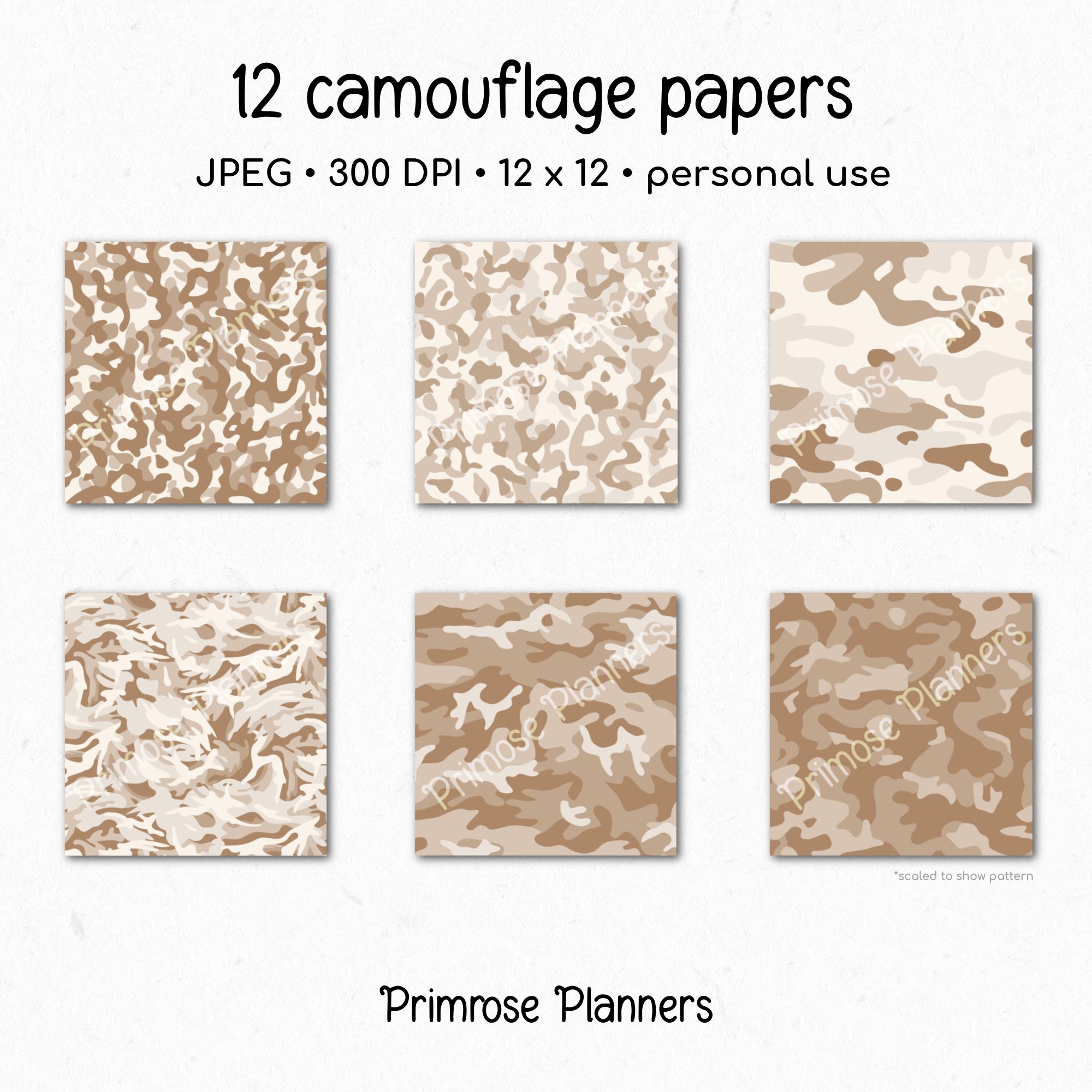Kraft Brown Tan Camouflage Digital Paper, Neutral Camo Scrapbook Paper ...