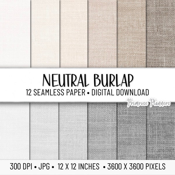 Neutral Burlap Digital Paper Pack | Digital Base Paper | Burlap Digital Paper | Instant Download for Commercial Use | Textured Paper