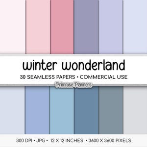Solid Digital Paper Winter Wonderland | Hazy Snow Palette | Pink, Periwinkle, Blue, Teal, Gray | Commercial Use Background