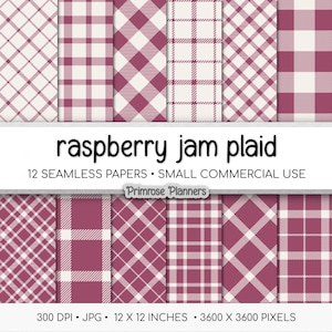 Papel digital sin costuras con estampado de cuadros frambuesa, cuadros búfalo magenta, rosa y blanco, fondos de tartán de bayas suaves, estética de frutas de verano.