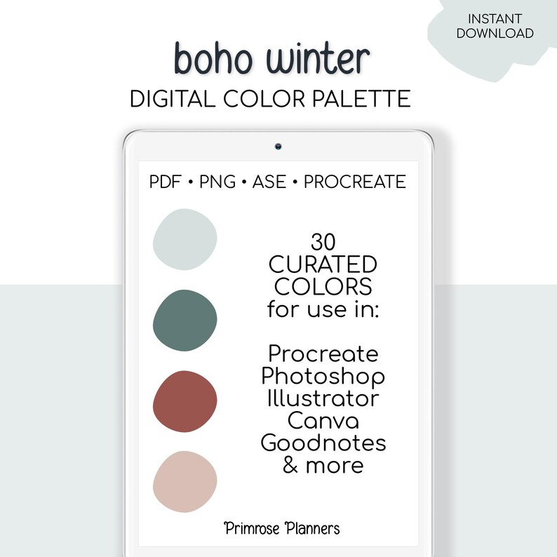 Boho Winter Digital Color Palette - Color Chart | Goodnotes Tool | iPad ...