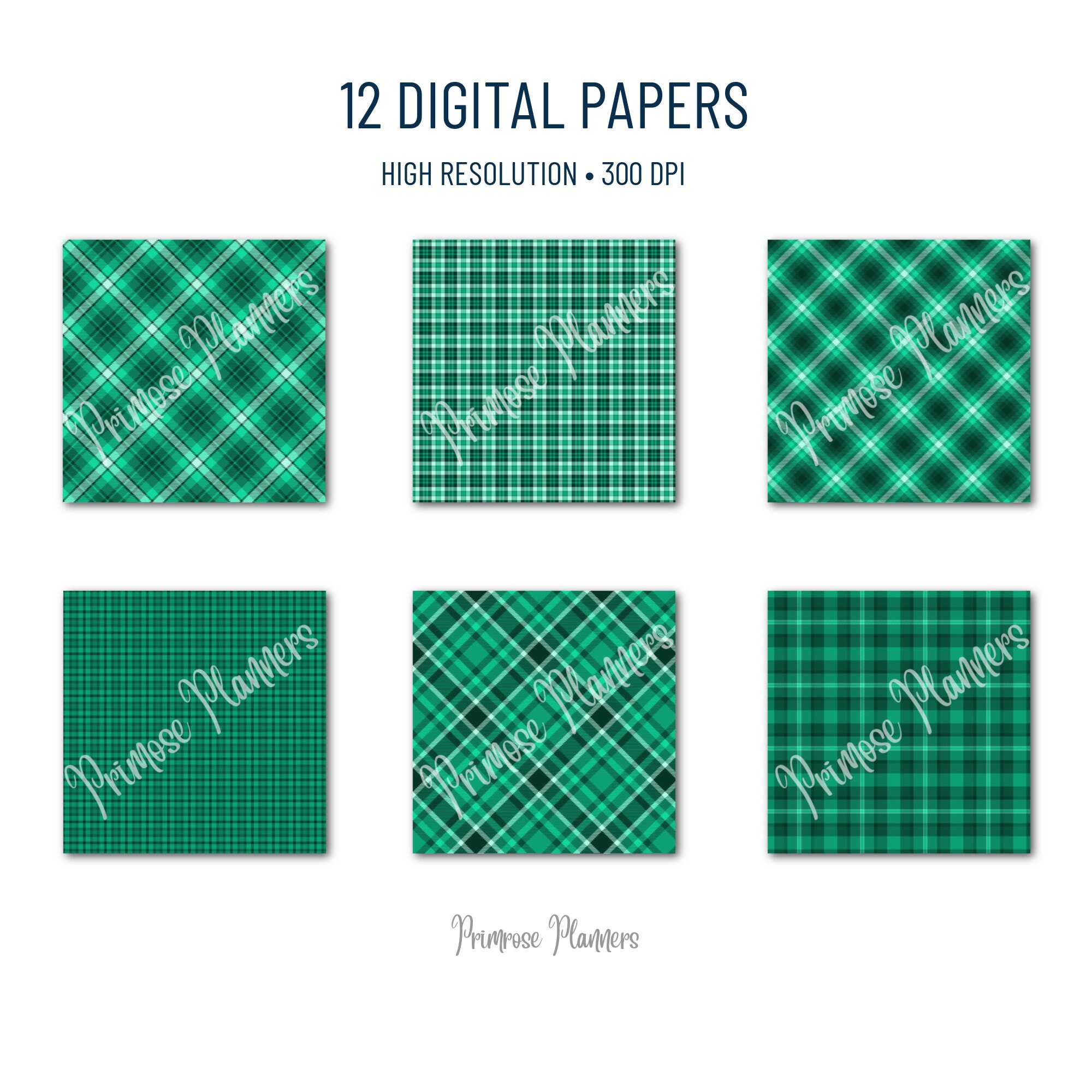 EMERALD Green Tartan Digital Paper Pack Digital Printable - Etsy