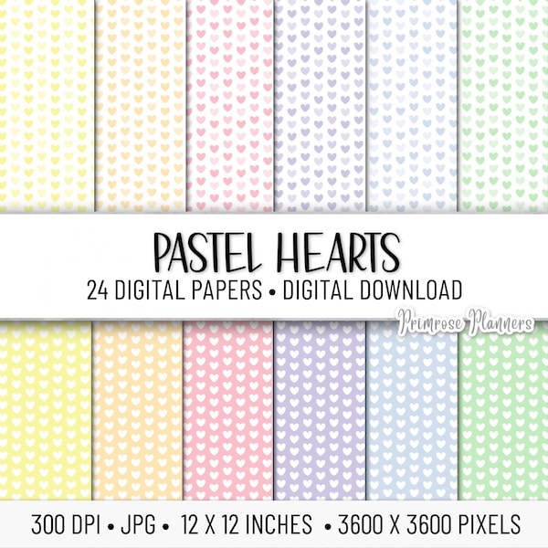 Pastel Hearts Confetti Digital Paper Pack | Digital Heart Paper | Printable Scrapbook Paper | Digital Backgrounds | Instant Download