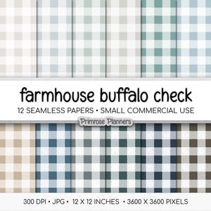 Neutral Plaid Digital Paper, Modern Farmhouse Patterns, Beige Buffalo Check, Minimalist Tartan, Seamless Commercial Use Backgrounds