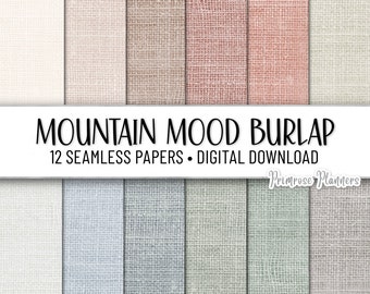 Mountain Mood Burlap Digital Paper Pack | Digital Base Paper | Burlap Digital Paper | Instant Download for Commercial Use | Textured Paper