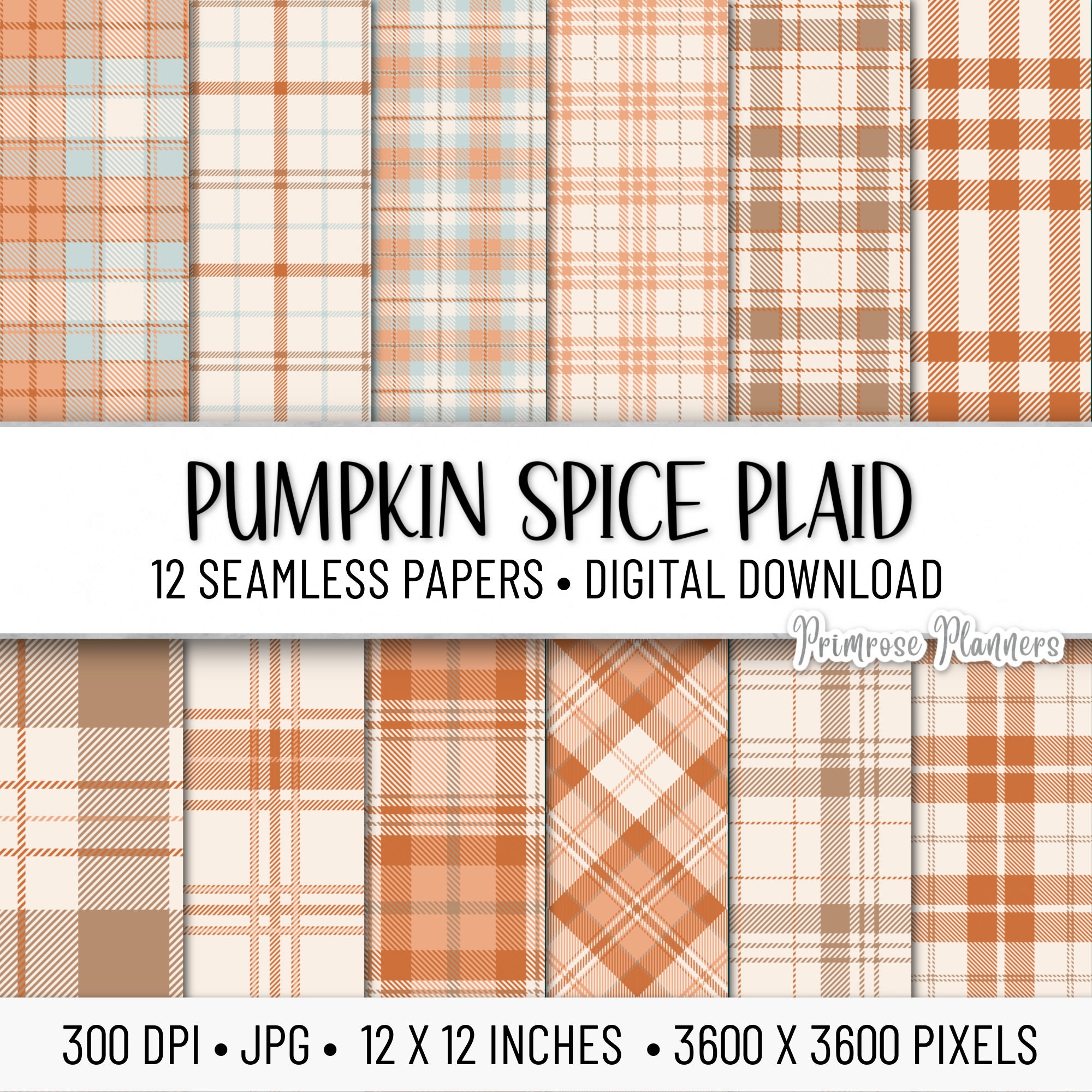 Plaid and Pumpkins - Digital Scrapbook Pages - INSTANT DOWNLOAD