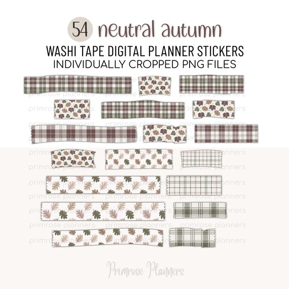 NEUTRAL AUTUMN Plaid Digital Washi Tape Stickers Washi Tape for Goodnotes,  Notability Fall Washi Tape for Digital Planners Clipart 