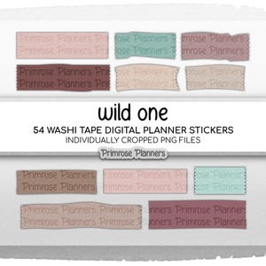 Solid Digital Washi Tape, Pink Teal & Neutral Beige, GoodNotes Sticker Book, Brown Aqua Colors, Functional Boho Headers