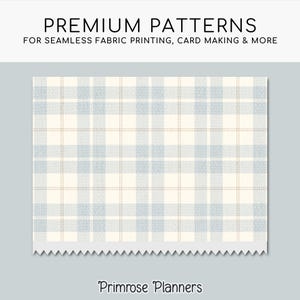 Seamless Blue and Beige Plaid Digital Paper, Cream Buffalo Check, Chambray Sand Tartan, Coastal Beach Scrapbook, Commercial Use, 300 DPI image 2