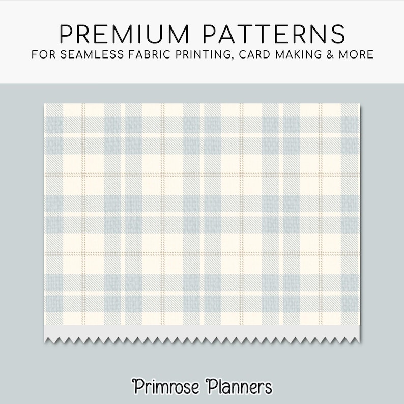 Seamless Blue and Beige Plaid Digital Paper, Cream Buffalo Check, Chambray Sand Tartan, Coastal Beach Scrapbook, Commercial Use, 300 DPI image 2