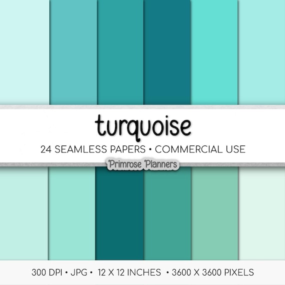 Solid Digital Paper Turquoise Monochrome | Teal Aqua Blue Shades | Ocean Color Palette | Plain Digital Cardstock