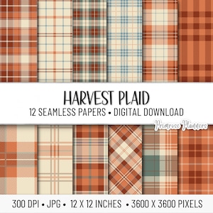 Harvest Autumn Tartan Digital Paper Pack | Printable Digital Paper | Fall Digital Paper | Instant Download for Commercial Use | Fall Plaid