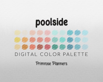 Poolside Digital Color Palette - Color Chart | Goodnotes Tool | iPad Procreate | Digital Download | Summer Color Palette | HEX Codes