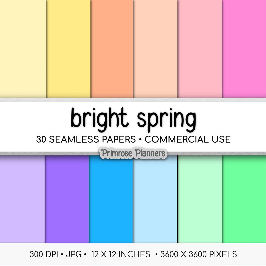 Solid Color Digital Paper Pack Spring Rainbow | Bright Vivid Multicolor ...